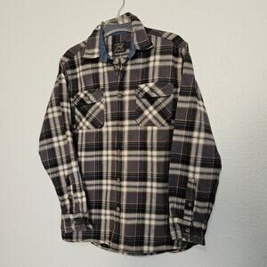 Jachs Heritage Flannel Size M Gray Black Tan Plaid